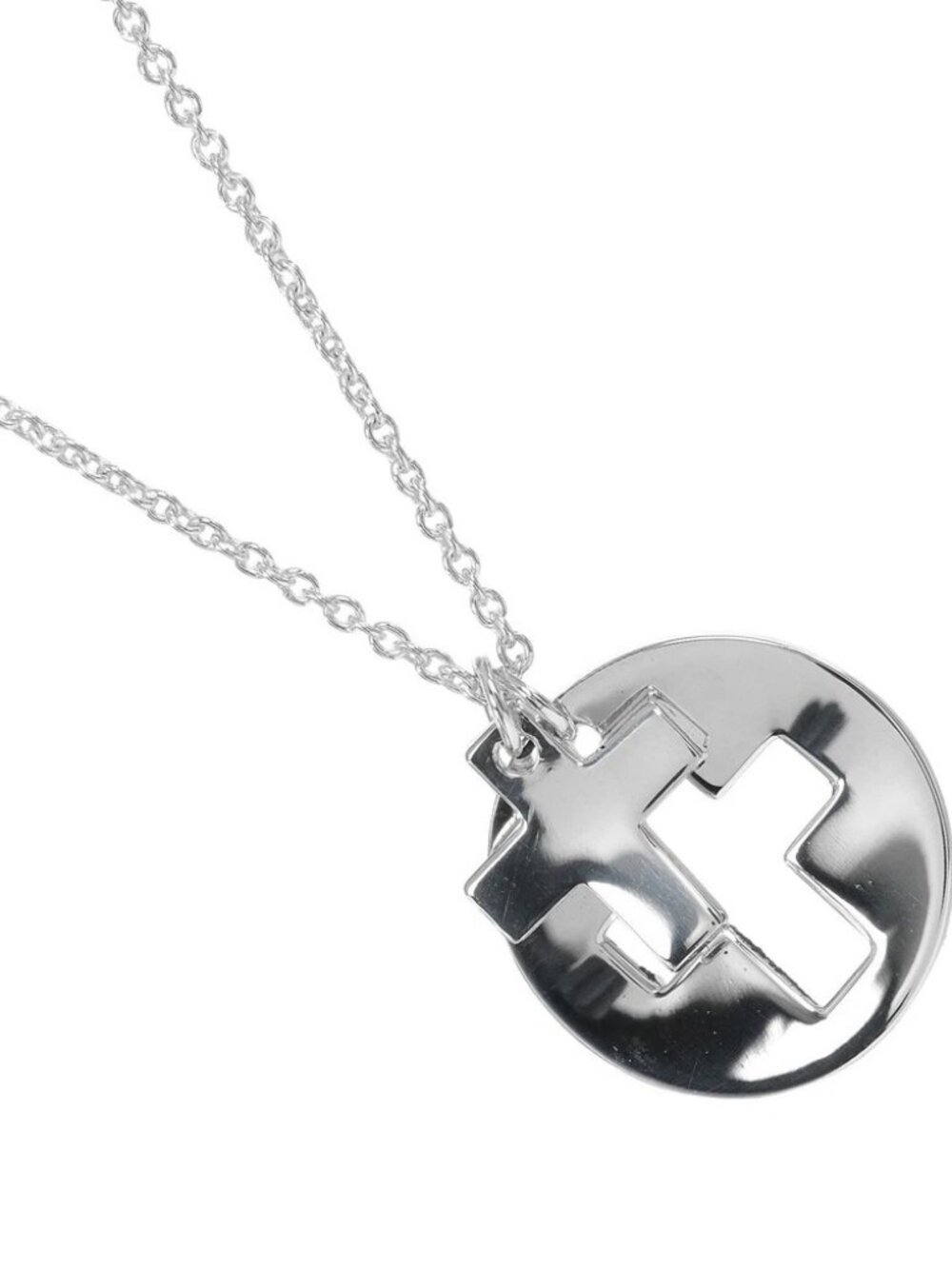 TIFFANY&Co. Stencil Cross Necklace Silver925 3.18g Women - Picture 1 of 7